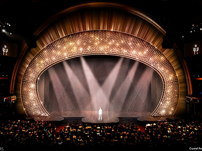 Oscars 2017 — oval portal and gold geometry