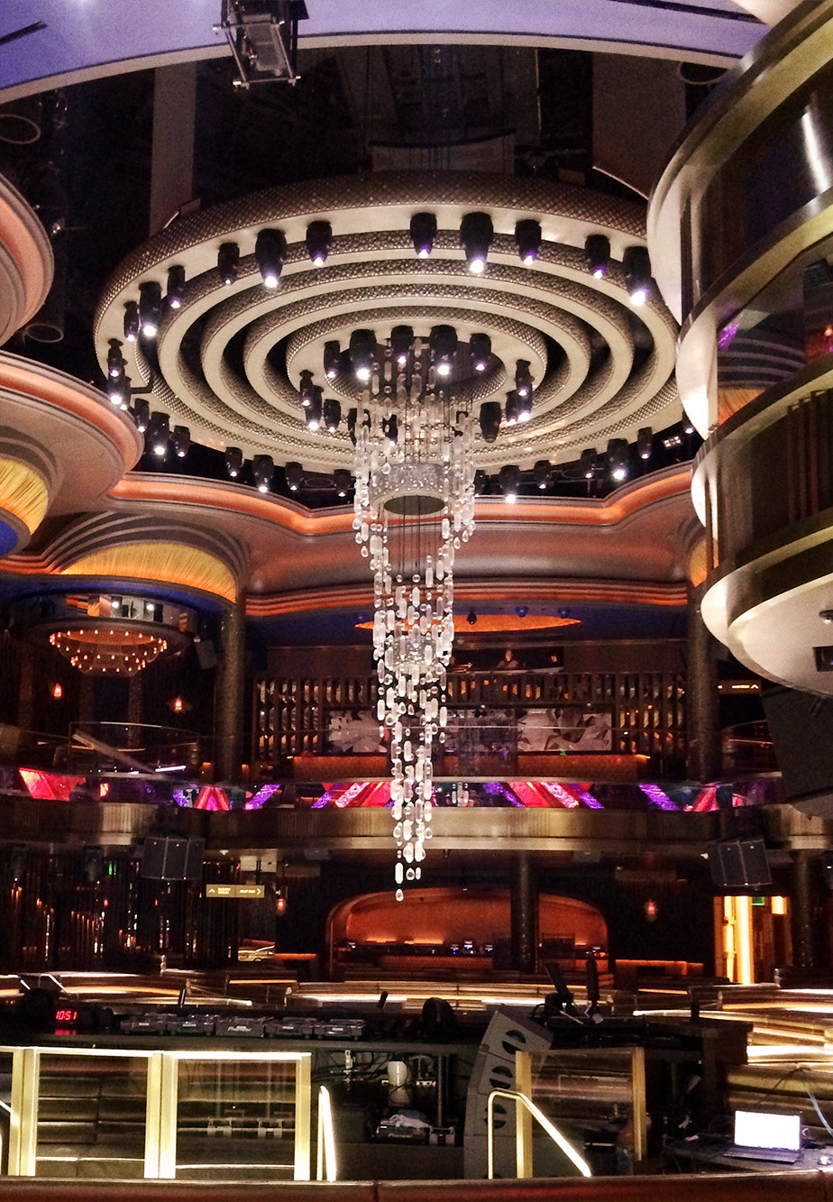 OMNIA kinetic chandelier — eight concentric rings