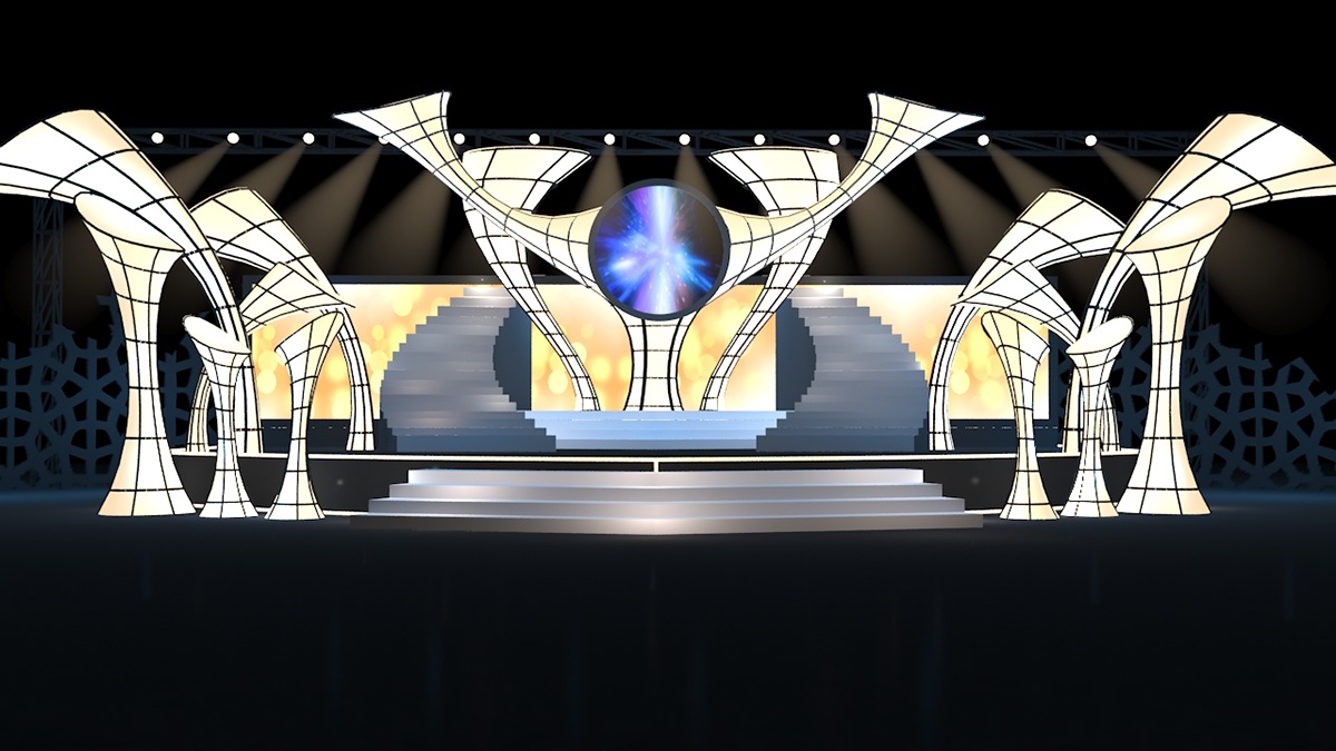 Award show concept — white curving portals